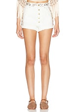 RABANNE Embroidered Short in Off White, view 1, click to view large image.