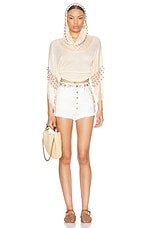 RABANNE Embroidered Short in Off White, view 5, click to view large image.