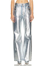 RABANNE Metallic Wide Leg Pant in Light Silver, view 1, click to view large image.