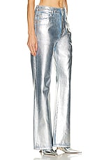 RABANNE Metallic Wide Leg Pant in Light Silver, view 2, click to view large image.