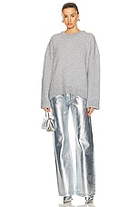 RABANNE Metallic Wide Leg Pant in Light Silver, view 4, click to view large image.