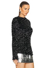 RABANNE Fuzzy Long Sleeve Sweater in Black, view 2, click to view large image.