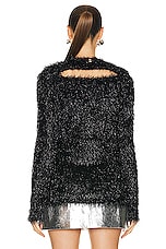 RABANNE Fuzzy Long Sleeve Sweater in Black, view 3, click to view large image.