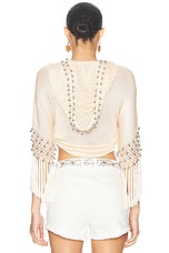 RABANNE Fringe Beaded Hoodie in Nude, view 4, click to view large image.