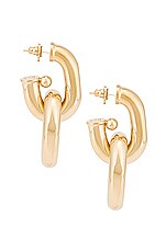 RABANNE Hanging Hoop Earrings in Light Gold, view 3, click to view large image.