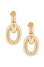 RABANNE Hanging Hoop Earrings in Light Gold, view 4, click to view large image.