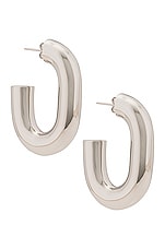 RABANNE XL Link Hoops in Silver, view 1, click to view large image.