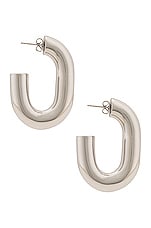 RABANNE XL Link Hoops in Silver, view 2, click to view large image.