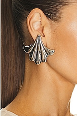 RABANNE Flower Earrings in Silver, view 2, click to view large image.
