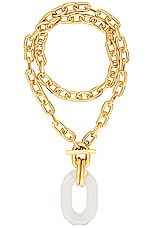 RABANNE Link Necklace in Gold & Transparent, view 1, click to view large image.