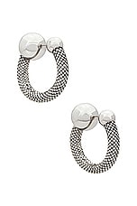 RABANNE Mini Mesh Earrings in Silver, view 1, click to view large image.