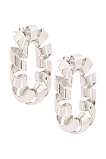 RABANNE XL Link Twist Earrings in Silver, view 1, click to view large image.