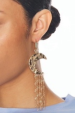 RABANNE Moon Drop Earrings in Gold, view 2, click to view large image.