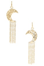 RABANNE Moon Drop Earrings in Gold, view 3, click to view large image.