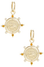 RABANNE Summer Sun Medals Earrings in Gold, view 1, click to view large image.