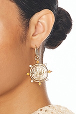 RABANNE Summer Sun Medals Earrings in Gold, view 2, click to view large image.