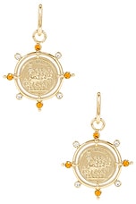 RABANNE Summer Sun Medals Earrings in Gold, view 3, click to view large image.