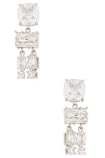 RABANNE Crystal Earrings in Silver & Crystal, view 1, click to view large image.