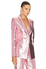 RABANNE Metallic Blazer in Pink, view 2, click to view large image.