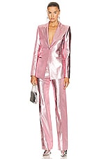 RABANNE Metallic Blazer in Pink, view 4, click to view large image.