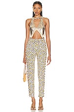 RABANNE Skinny Pant in Leopard Natural, view 4, click to view large image.