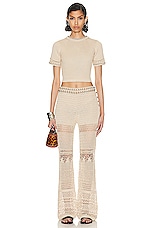 RABANNE Crochet Pant in Shiny Beige, view 4, click to view large image.