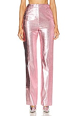 RABANNE Metallic Straight Pant in Pink, view 1, click to view large image.