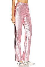 RABANNE Metallic Straight Pant in Pink, view 2, click to view large image.
