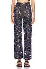 RABANNE Jacquard Pants in Blue Floral, view 1, click to view large image.