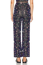 RABANNE Jacquard Pants in Blue Floral, view 3, click to view large image.
