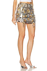 RABANNE Mixed Metal Mini Skirt in Silver & Gold, view 2, click to view large image.