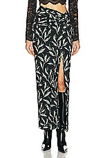 RABANNE Printed Viscose Skirt in Muguet Noir, view 1, click to view large image.
