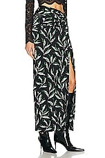 RABANNE Printed Viscose Skirt in Muguet Noir, view 2, click to view large image.