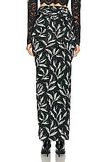 RABANNE Printed Viscose Skirt in Muguet Noir, view 4, click to view large image.