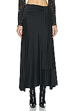 RABANNE Drape Satin Skirt in Black, view 1, click to view large image.