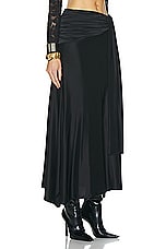 RABANNE Drape Satin Skirt in Black, view 2, click to view large image.
