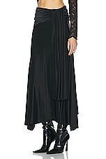 RABANNE Drape Satin Skirt in Black, view 3, click to view large image.