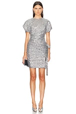 RABANNE Sequin Wrap Mini Skirt in Silver, view 5, click to view large image.