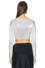 RABANNE Lurex Jersey Top in Silver, view 3, click to view large image.
