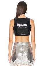RABANNE Crop Top in Black, view 3, click to view large image.