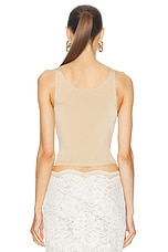 RABANNE Laser Cut Out Bead Tank Top in Raffia, view 3, click to view large image.