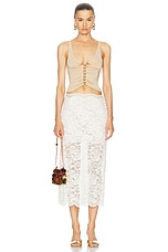 RABANNE Laser Cut Out Bead Tank Top in Raffia, view 4, click to view large image.