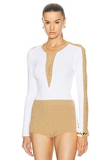 RABANNE V-neck Cut Out Knit Top in White, view 1, click to view large image.