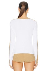 RABANNE V-neck Cut Out Knit Top in White, view 4, click to view large image.