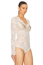 RABANNE Lace Bodysuit in Ivory, view 3, click to view large image.