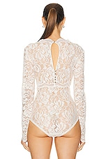 RABANNE Lace Bodysuit in Ivory, view 4, click to view large image.