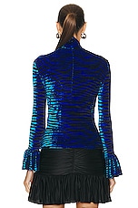 RABANNE Turtleneck Long Sleeve Top in Electric Tiger, view 3, click to view large image.