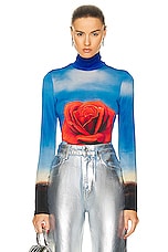 RABANNE Long Sleeve Turtleneck Top in Rose Meditative Pe, view 1, click to view large image.