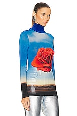 RABANNE Long Sleeve Turtleneck Top in Rose Meditative Pe, view 2, click to view large image.