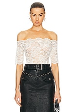 RABANNE Stretch Lace Top in Ivory, view 1, click to view large image.